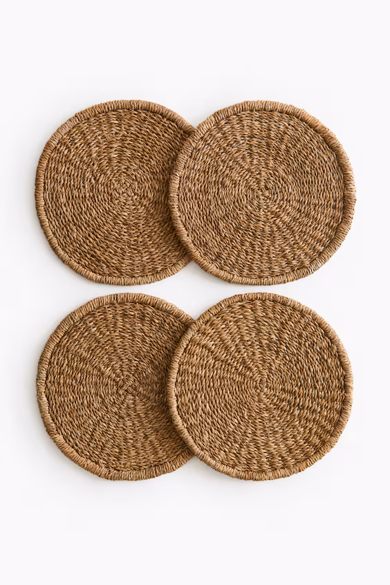 Набор из 4 подставок для тарелок из морской травы