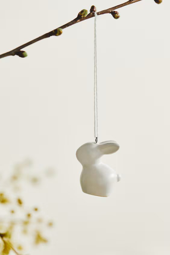 Набор из 2 пасхальных кроликов из гресовой керамики