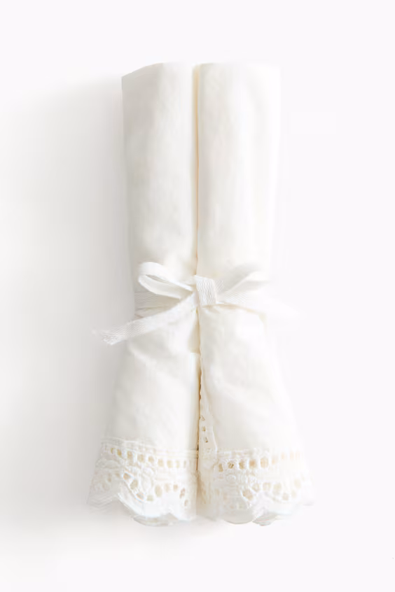 Набор из 2 салфеток из хлопка с кружевом