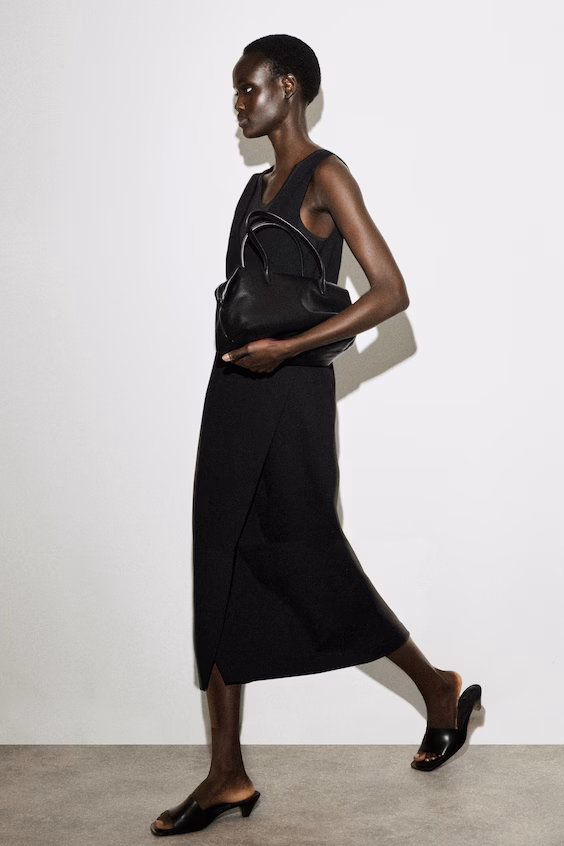 Платье миди с перекрестным декольте