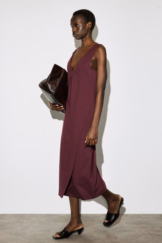 Платье миди с перекрестным декольте