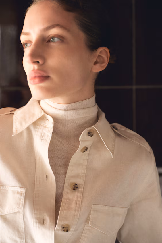 Рубашка карго из льняно-хлопковой смеси