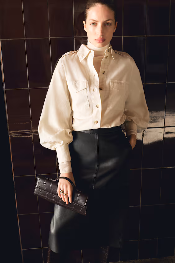 Рубашка карго из льняно-хлопковой смеси