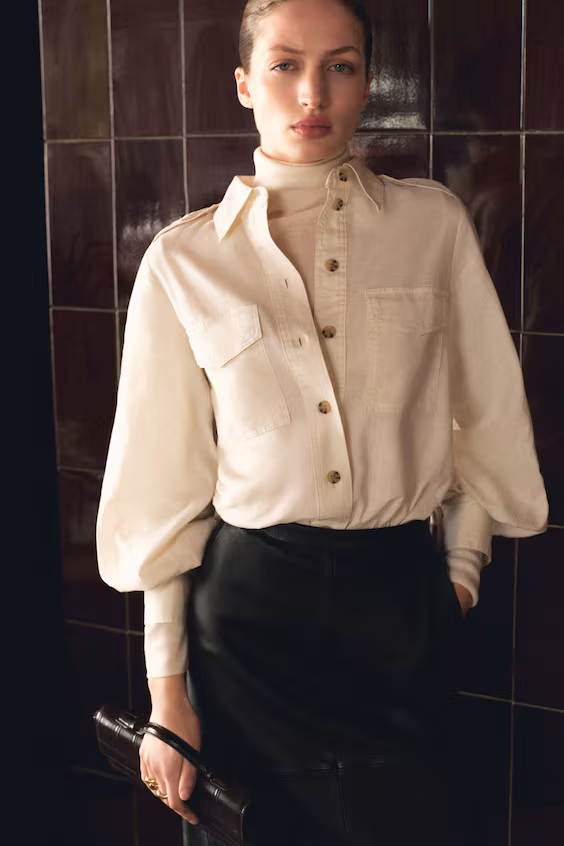 Рубашка карго из льняно-хлопковой смеси