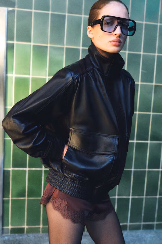 Пальто оверсайз из кожи