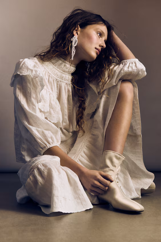 Длинная юбка с вставками из кружева