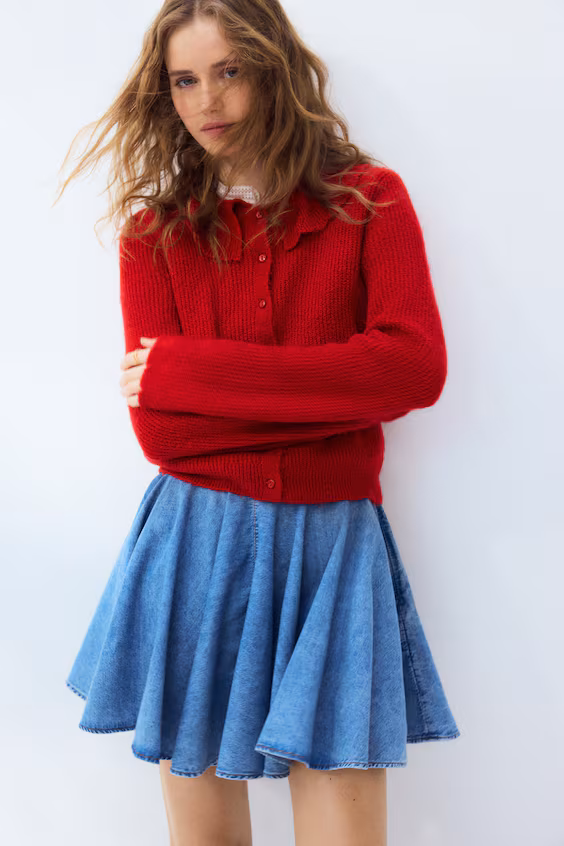 Кардиган из мягкого трикотажа с воротником