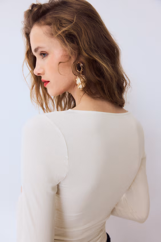 Свитер из джерси с кружевом