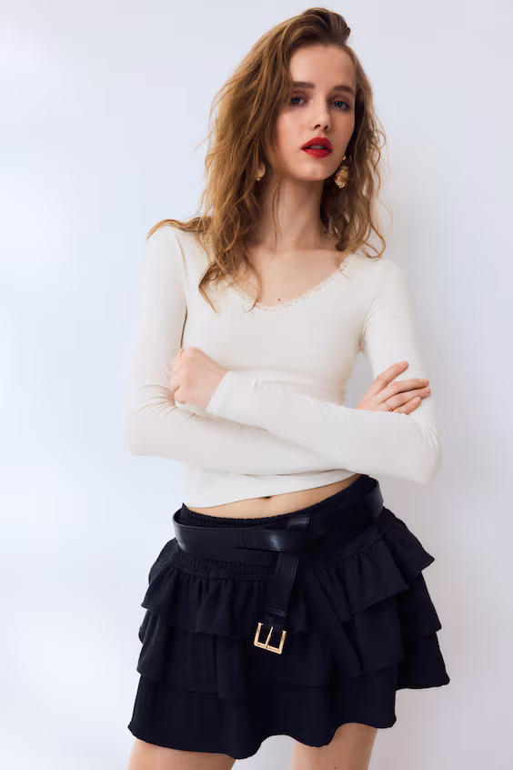 Свитер из джерси с кружевом