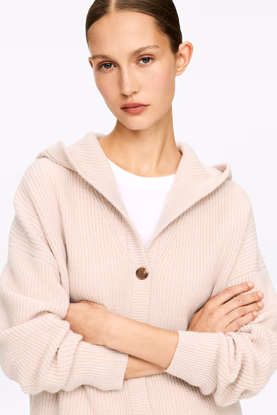Кардиган с капюшоном из кашемира и шерсти