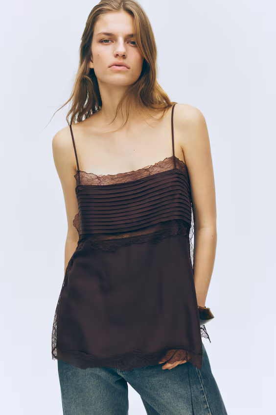 Топ без бретелей с кружевом