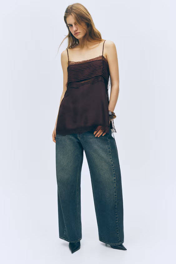 Топ без бретелей с кружевом