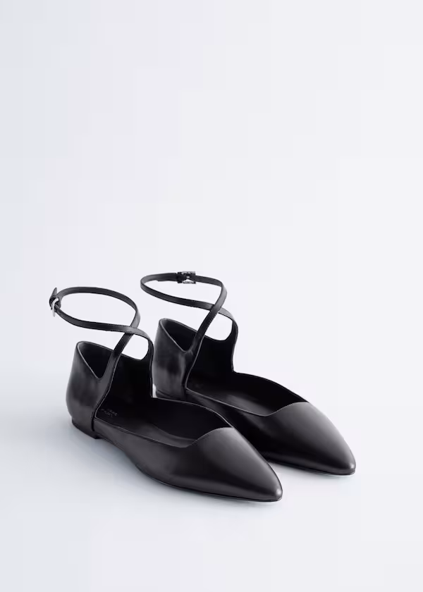 Туфли с перекрещивающимися ремешками из кожи