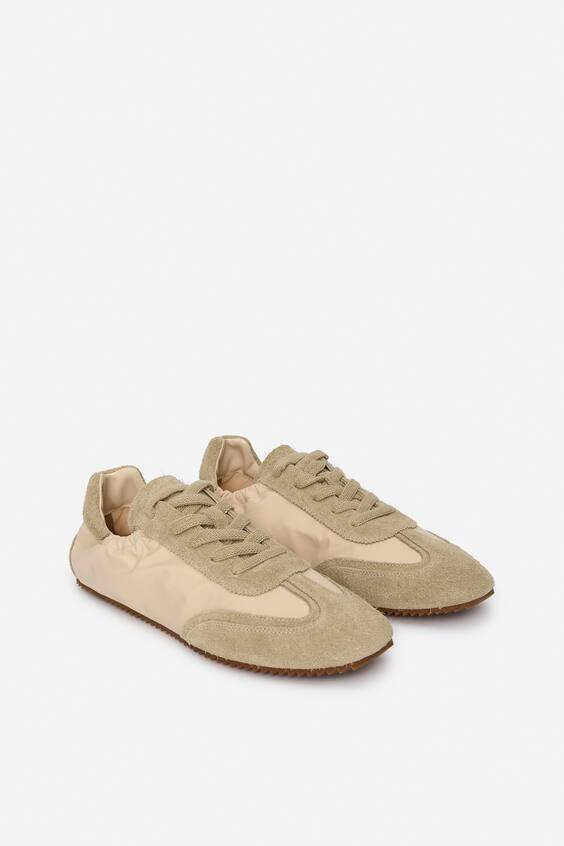 Кроссовки из замши и нейлона