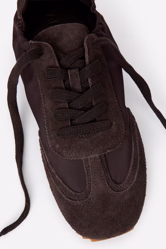 Кроссовки из замши и нейлона