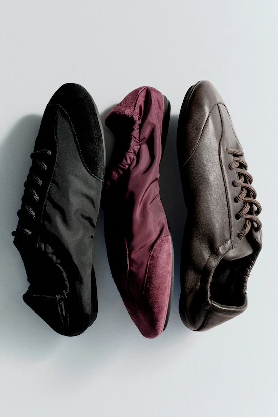 Балетки из замши и нейлона