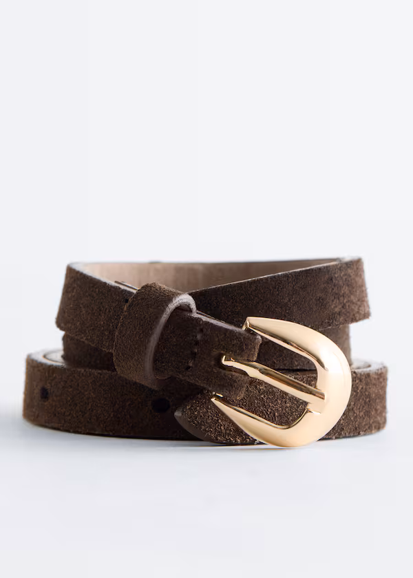 Тонкий кожаный ремень с пряжкой в виде луны