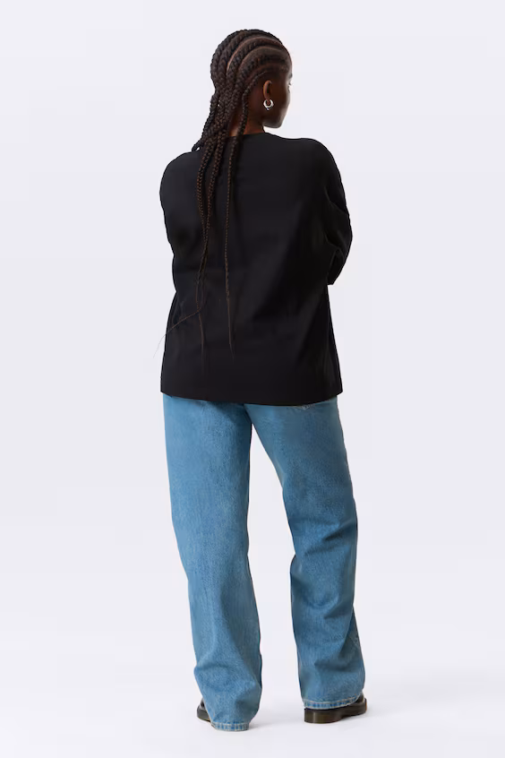 Рубашка с длинными рукавами квадратного кроя из хлопка