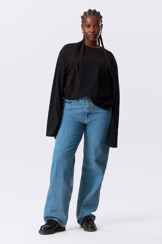 Рубашка с длинными рукавами квадратного кроя из хлопка