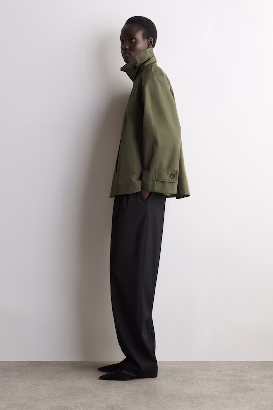 Пальто-кокон из хлопкового саржевого полотна