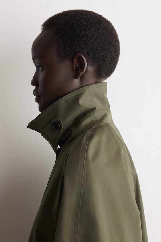 Пальто-кокон из хлопкового саржевого полотна