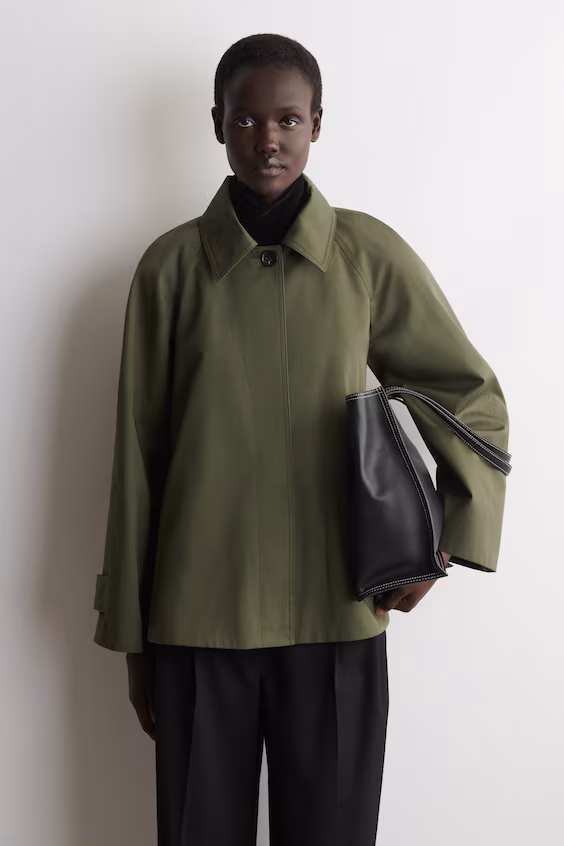 Пальто-кокон из хлопкового саржевого полотна