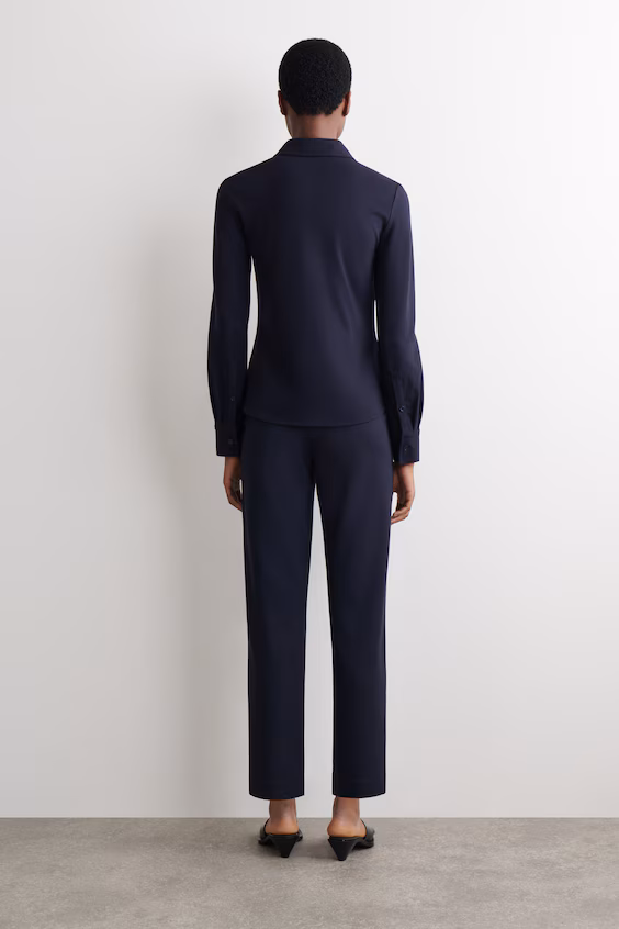 Брюки прямого кроя из трикотажа с эластичным поясом