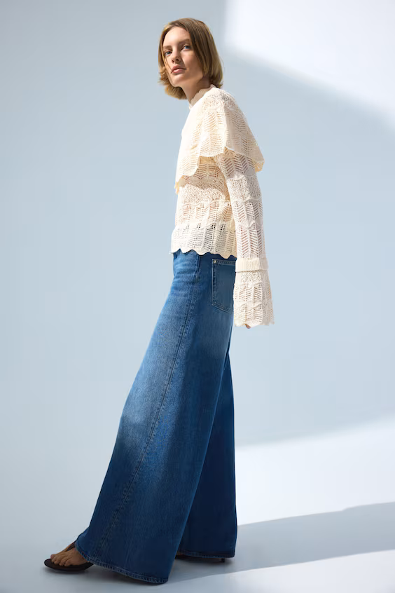 Свитер-пончо с кружевным эффектом