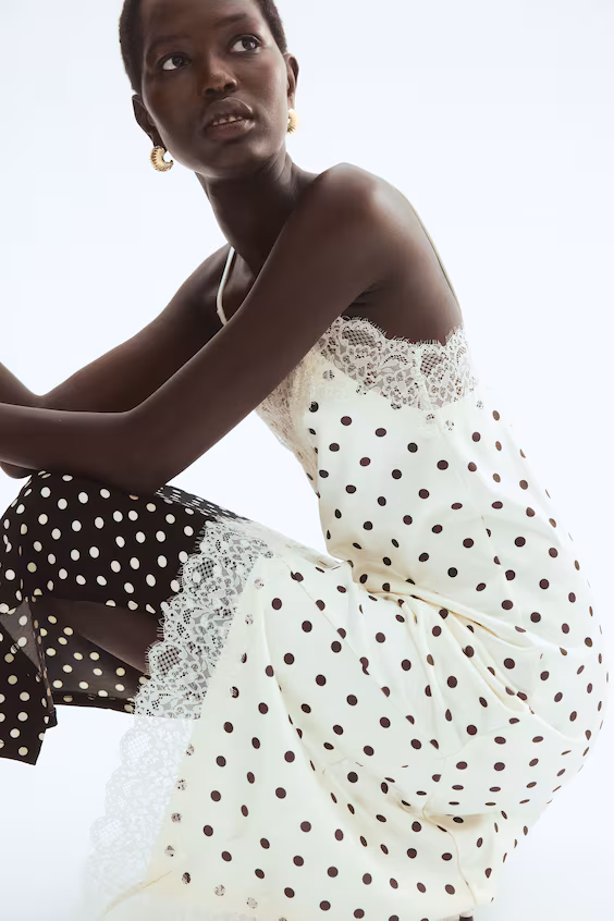 Платье-слип с кружевом