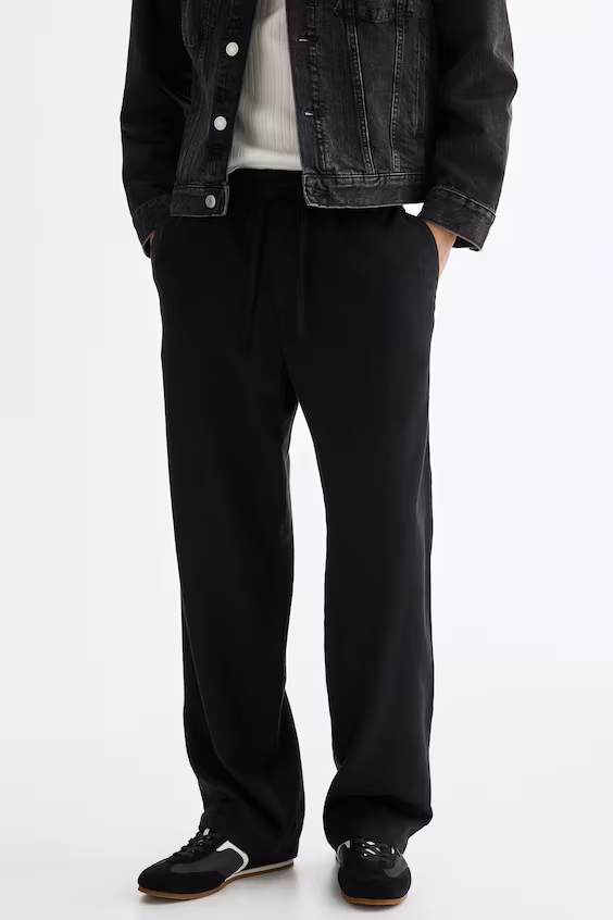 Брюки из смесового льна свободного кроя