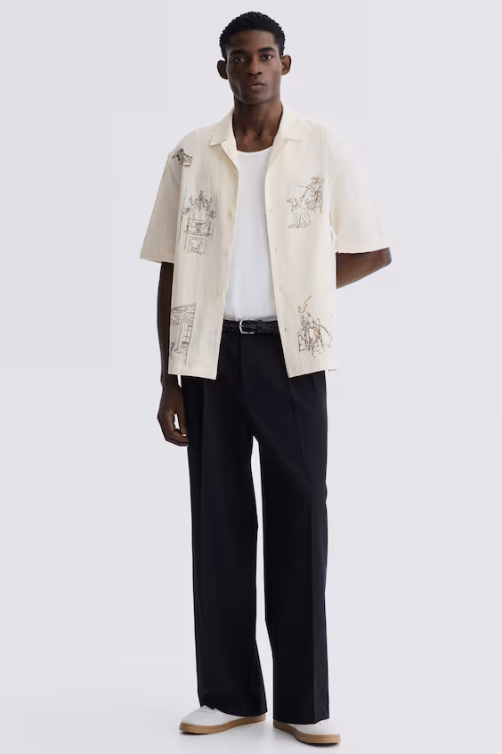 Рубашка курортного стиля свободного кроя из хлопка