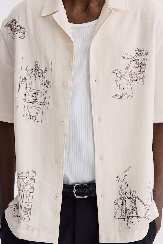 Рубашка курортного стиля свободного кроя из хлопка