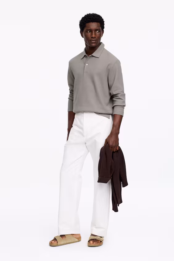 Поло из вафельной вязки