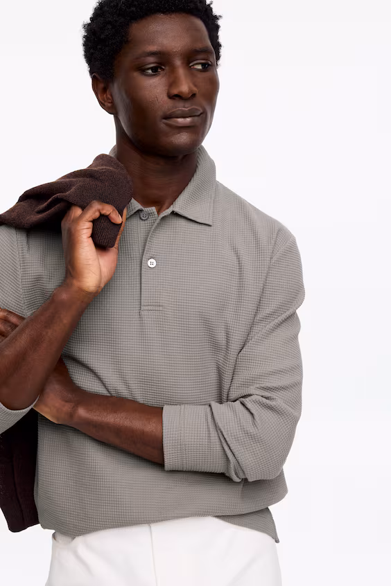 Поло из вафельной вязки