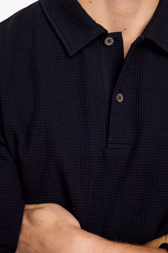 Поло из вафельной вязки