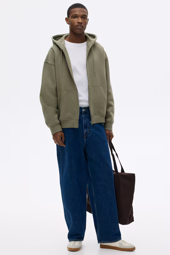 Пальто с капюшоном и молнией loose fit