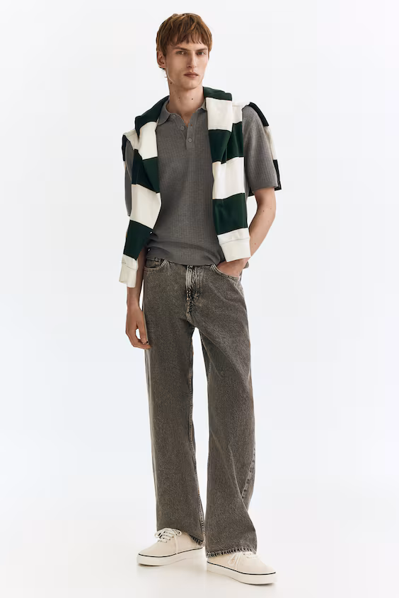 Рубашка поло с текстурой regular fit из трикотажа