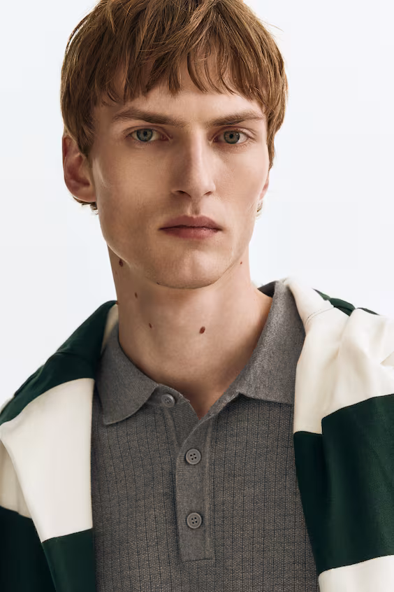 Рубашка поло с текстурой regular fit из трикотажа