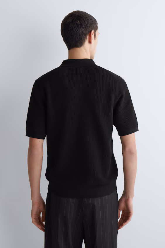 Поло из хлопкового вафельного трикотажа