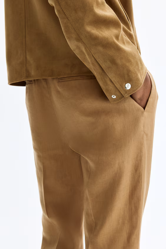 Брюки-костюм из льна slim fit