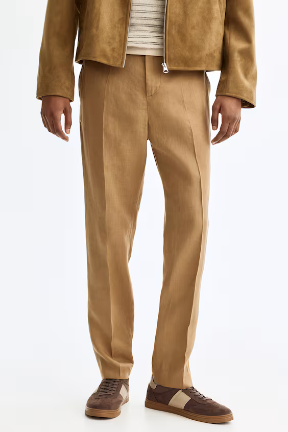 Брюки-костюм из льна slim fit