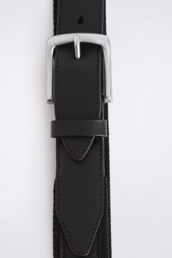 Ленточный пояс с отделкой из кожи