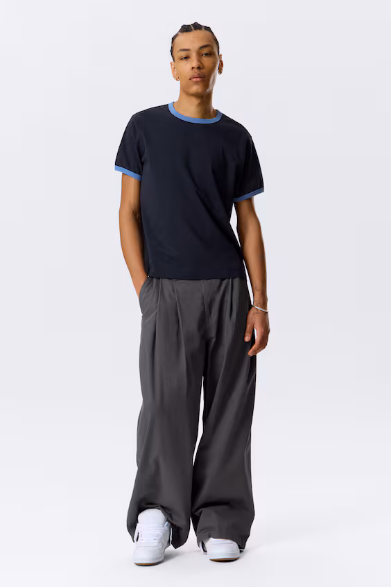 Футболка из хлопка с контрастными манжетами и коротким рукавом