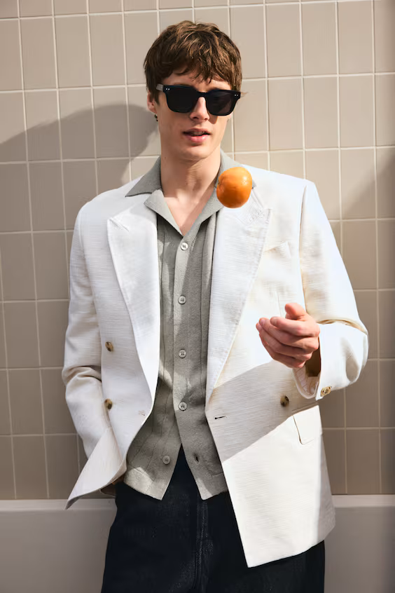 Рубашка курортного типа из смесового льна с регулярной посадкой