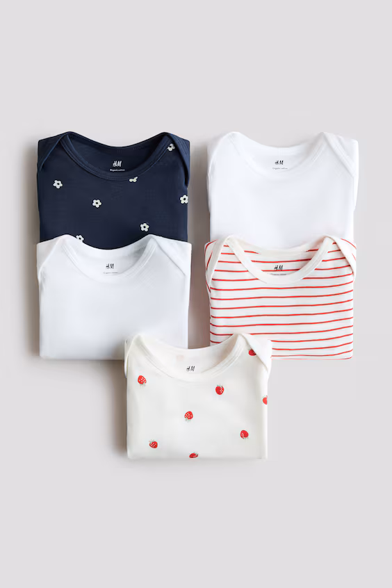 Набор из 5 комбинезонов с длинными рукавами