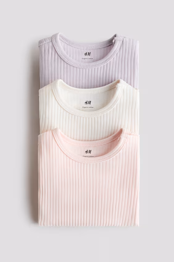 Набор из 3 комбинезонов из рубчика из хлопка