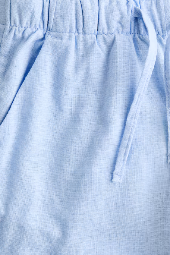 Брюки из смеси льна с завязкой