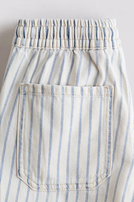 Брюки из молочной саржи с эластичным поясом