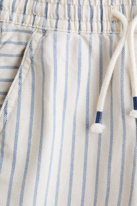 Брюки из молочной саржи с эластичным поясом