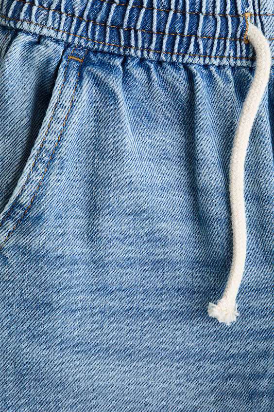 Брюки из молочной саржи с эластичным поясом